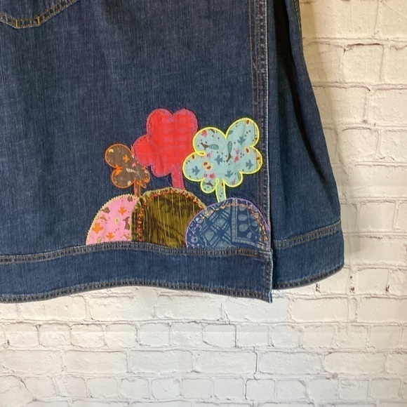 Oilily Girls Bohemian Jean Denim Wrap Dress with Faux Fur Collar Size 12Y - Picture 4 of 15